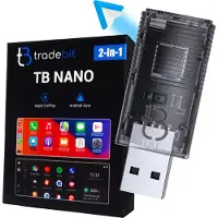 Tradebit TB NANO langaton sovitin Apple CarPlaylle / Android Autolle, läpinäkyvä