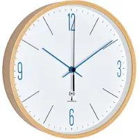 TFA-Dostmann Analogisella designilla varustettu langaton seinäkello TFA vaahterakehyksellä 60.3524, sininen