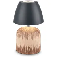 Briloner LED-akku-pöytälamppu Brilo unplugged Cera, antrasiitti, 22 cm himmennettävä, Vaalea puu, Keraaminen, Moderni