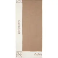 Calvin Klein Linen Blend Emblem Pareo Scarf - Beige - ONE SIZE