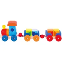 Goki - Rubber Wooden Block Train Mumbai 7 pieces.