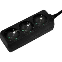 Logilink LPS205B, 1,4 m, Tyyppi F, Musta, TÜV & GS, 3 AC-pistorasia(a), 250 V