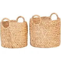 House Nordic Siva - Baskets, Water Hyacinth, Natural, Set Of 2 - Beige - 37X35X35CM