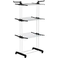 HOMCOM Black Clothes Airer Tower, jossa pyörät ja 4 tasoa