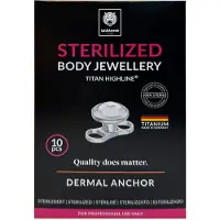 Wildcat Steriilit Jewelled Dermal Anchor (hopea) – lävistyskorut (10 kpl pakkaus)