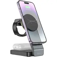Hoco 3-in-1 inductive charger compatible with MagSafe 15W CQ3 black