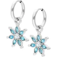 Wildcat Little Moon Stone Flower Hoops - Silber