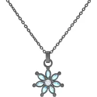 Wildcat Little Moon Stone Flower Necklace - Kaulakoru - Musta metalli