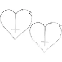 Wildcat Cross Heart Hoops - Srebrna