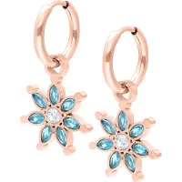 Wildcat Little Moon Stone Flower Hoops - Rožnato Zlata