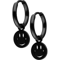 Wildcat Mini Smiley Hoops - Korvakorut (pari) - Musta metalli