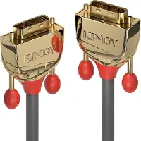Lindy 36215, 10 m, DVI-D, DVI-D, Uros, Uros, Kulta, Harmaa