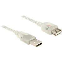 DeLOCK 2.0 USB-A -jatkokaapeli, uros-naaras, 2m, läpinäkyvä