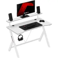 Huzaro Bureau Gaming & Multimédia - - Hero 1.9 - Valkoinen - Hiilikuitupinnoite - Korotettu hylly ja koukku