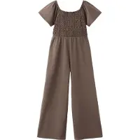 Mango Long Jumpsuit With Embroidered Details - Brown - 11-12