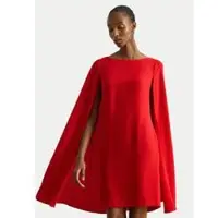 Ralph Lauren Cape Georgette Cocktail Dress - Red - 38