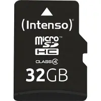 Intenso 3403480, 32 GB, MicroSDHC, Luokka 4, 20 MB/s, 5 MB/s, Iskunkestävä, Lämmönkestävä, Röntgensäteenkestävä