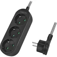 Logilink LPS261, 1,5 m, Sisätila, IP20, 1,5 mm², Musta, Valkoinen, 3 AC-pistorasia(a)