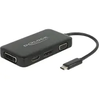 DeLOCK USB Type-C to VGA / HDMI / DVI / DisplayPort - adapteri, musta