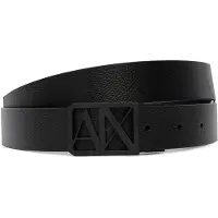 Armani Exchange for man. XM002659AF22849MC038 Black Logo Reversible Belt (OSFA), Casual, Leather