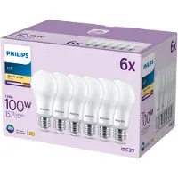 Philips LED-lamppu 13W/827 (100W) himmeä 6-pack. E27