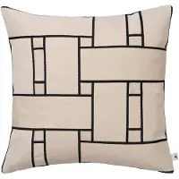 Ferm Living Lattice Offset tyynynpäällinen Off-white-musta, 50x50 cm