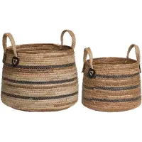 House Nordic Rani - Baskets, Banana Leaf, Natural, Set Of 2 - 28.5X39X39CM