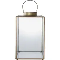 House Nordic Lene - Lantern, Metal/Glass, Antique Brass Look - Gold - 42X24.5X24.5CM
