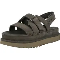 Ugg for woman. 1175122 Goldenstar Gleam olive green leather sandals (39), Flat, Suede, Velcro, Casual