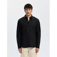 Selected Slmregclay Linenblend Ls Shirt Cla Noos - Black - L