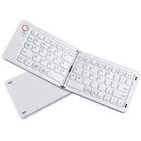 Mtp Products B023 68-näppäiminen magneettinen taitettava langaton näppäimistö puhelintelineellä - QWERTY - valkoinen