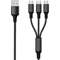 2GO 797156, 1,5 m, USB B, 3 x USB C, Musta