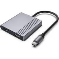 Gembird A-CM-COMBO3-04 USB Type-C 3-in-1 moniporttinen sovitin (2x USB-portti + 2x HDMI + PD), avaruudenharmaa