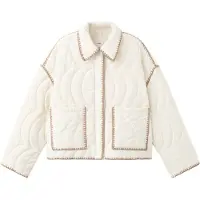 Mango Contrast Piping Quilted Jacket - Cream - M