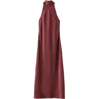 Mango Wrinkled Effect Halter Dress - Burgundy - L