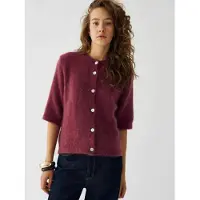 Noella Kae Ss Knit Cardigan - Burgundy - L/XL
