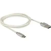 DeLOCK 1m USB 2.0-A/USB 2.0 Micro-B, 1 m, USB A, Micro-USB B, USB 2.0, Uros/uros, Valkoinen (83916)