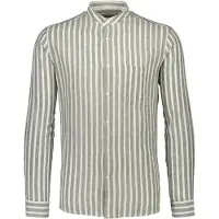 Lindbergh Wide Striped Cotton/Linen Shirt L/S - Multi/patterned - XXL