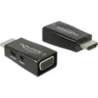 DeLOCK 65901, HDMI A, VGA & 3.5 mm Audio, Musta