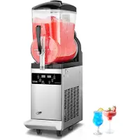 Vevor kaupallinen slushy-kone, 12 litran yhden säiliön jäädytettyjen juomien kone, 48 kuppia ruostumattomasta teräksestä valmistettu Margarita Smoothie -jäädytettyjen juomien valmistaja, slushie-kone
