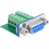 DeLOCK D-Sub 9 pin – Terminal Block 10 pin -sovitin, vihreä