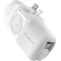 Wozinsky WF16-YLS 5000mAh Lightning-virtapankki sisäänrakennetulla USB-C-kaapelilla ja Apple Watch -laturilla - 15W - Valkoinen