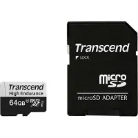 Transcend High Endurance 64 Gt MicroSDXC UHS-I U1 V30 -muistikortti + SD-adapteri