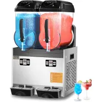 Vevor kaupallinen slushy-kone, 12Lx2 kaksoissäiliöinen jäädytettyjen juomien kone, 96 kuppia ruostumattomasta teräksestä valmistettu Margarita Smoothie -jäädytettyjen juomien valmistaja, slushie-kone