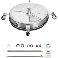Vevor 18" painepesuri pintojen puhdistamiseen, ruostumattomasta teräksestä valmistetut painepesurin lisäosat 4 pyörällä, 4000 max. PSI, 1/4 pikaliitin, 2 suihkusuutinta, 2 pidennettyä sauvaa betonille