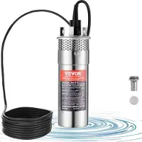 Vevor aurinkovesipumppu, 12 V DC 120 W upotettava syväkaivopumppu, maksimivirtaus 12 l/min (3,2 GPM), maksiminostokorkeus 70 m / 230 jalkaa, maksimiupotussyvyys 30 m / 98,4 jalkaa, aurinkokäyttöinen k