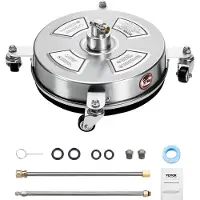 Vevor 14" painepesuri pintojen puhdistamiseen, ruostumattomasta teräksestä valmistetut painepesurin lisäosat 4 pyörällä, 4000 max. PSI, 1/4 pikaliitin, 2 suihkusuutinta, 2 pidennettyä sauvaa betonille