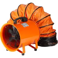 Vevor kannettava tuuletin, 203,2 mm:n tehokas sylinterituuletin 10 m:n kanavaletkulla, 145 W:n tehokas poistoilmapuhallin 1020 CFM, teollisuuden yleispuhallin pölyn, savun ja savun imuun kotiin/työpai