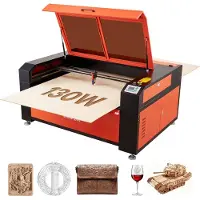 Vevor 130 W:n CO2-laserkaiverruskone, 1400 x 900 mm, CO2-laserkaiverrusleikkuri vesijäähdyttimellä, 2-suuntainen ilmasyöttö, 1200 mm/s nopeus, automaattitarkennus kaiverrusleikkuri, puulle, akryylille