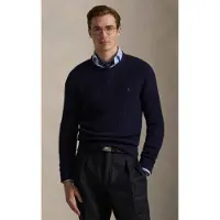Ralph Lauren Waffle-Knit Wool-Cotton Sweater - Navy - XS